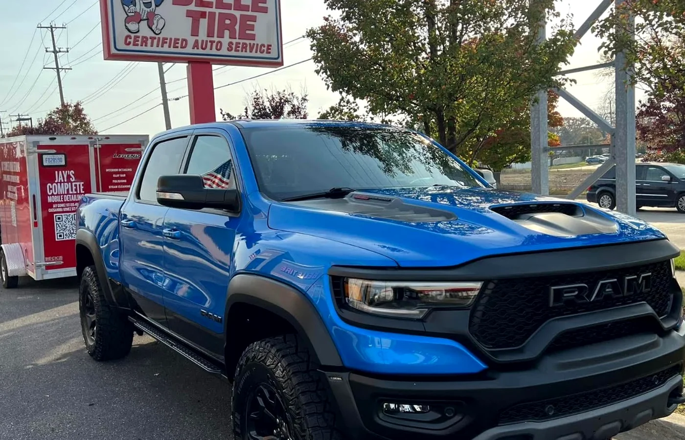 Blue truck with deep glossy finish